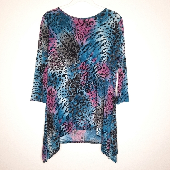 Clara Sun Woo Rainbow Animal Print Blouse M - Picture 3 of 5